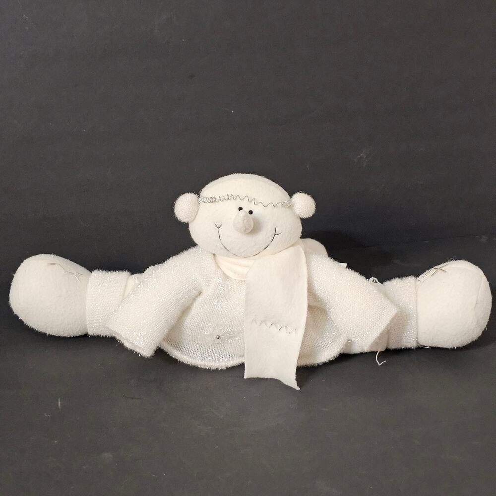 Gauz White Plush Christmas Figurine Soft Knit Sweater Scarf Sparkle Holiday